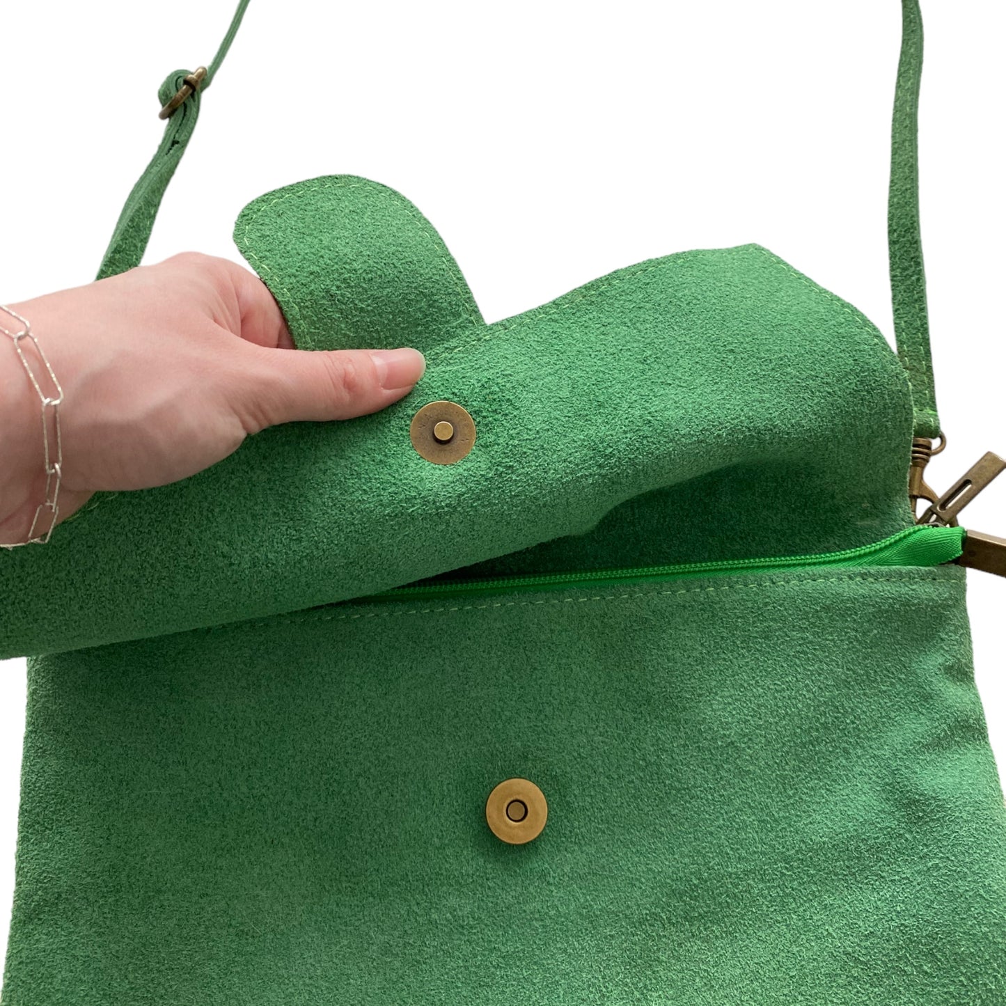 Sac vert en cuir