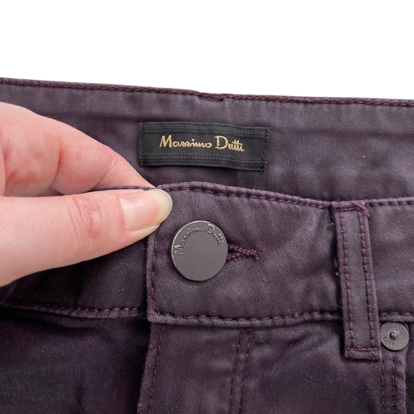 Pantalon enduit violet Massimo Dutti (36)