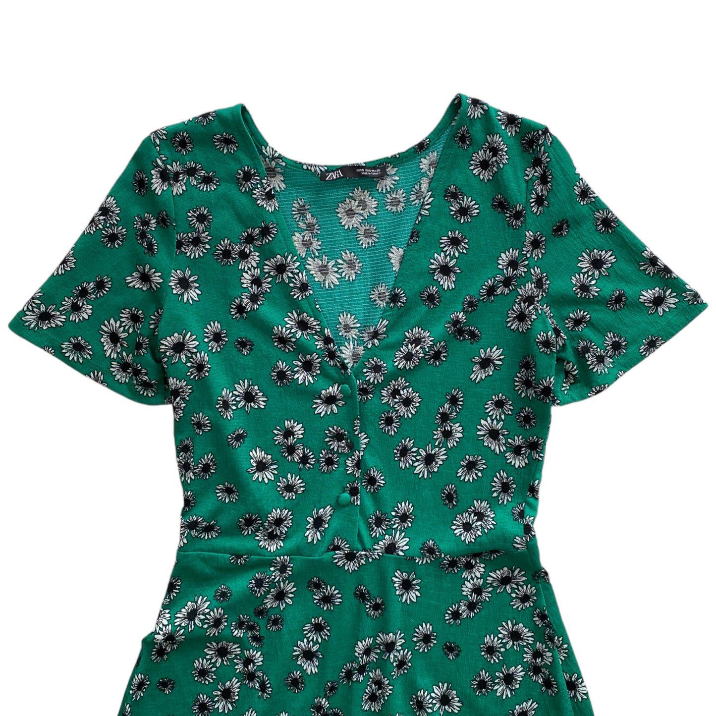 Robe verte à fleurs Zara (S)